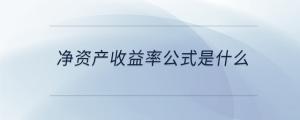 凈資產(chǎn)收益率公式是什么